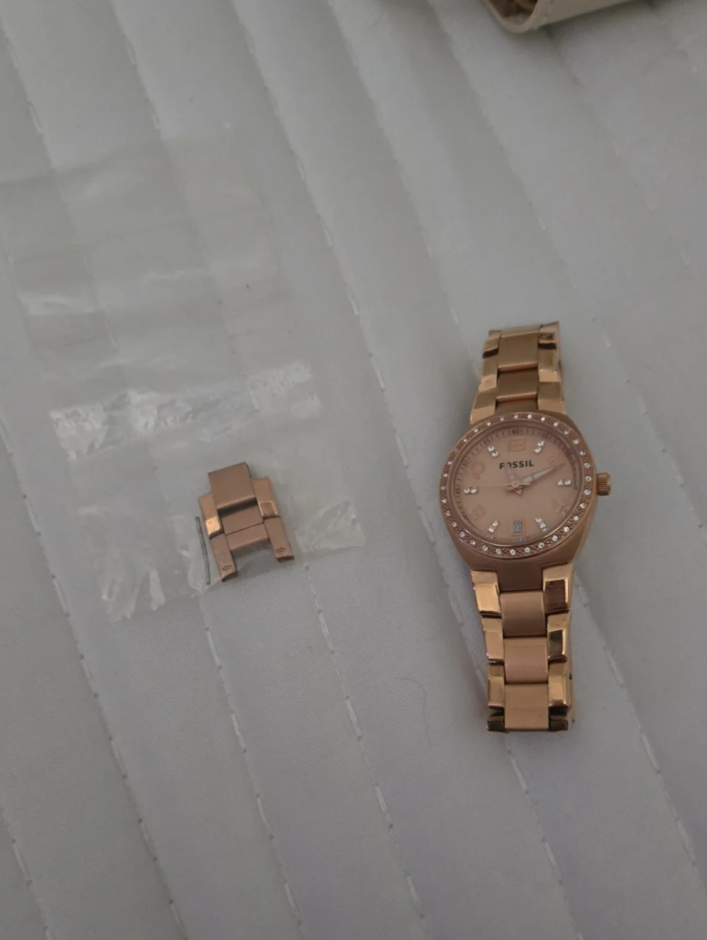 Fossil Rose Gold-Tone Crystal Accent Women's Bracelet Watch